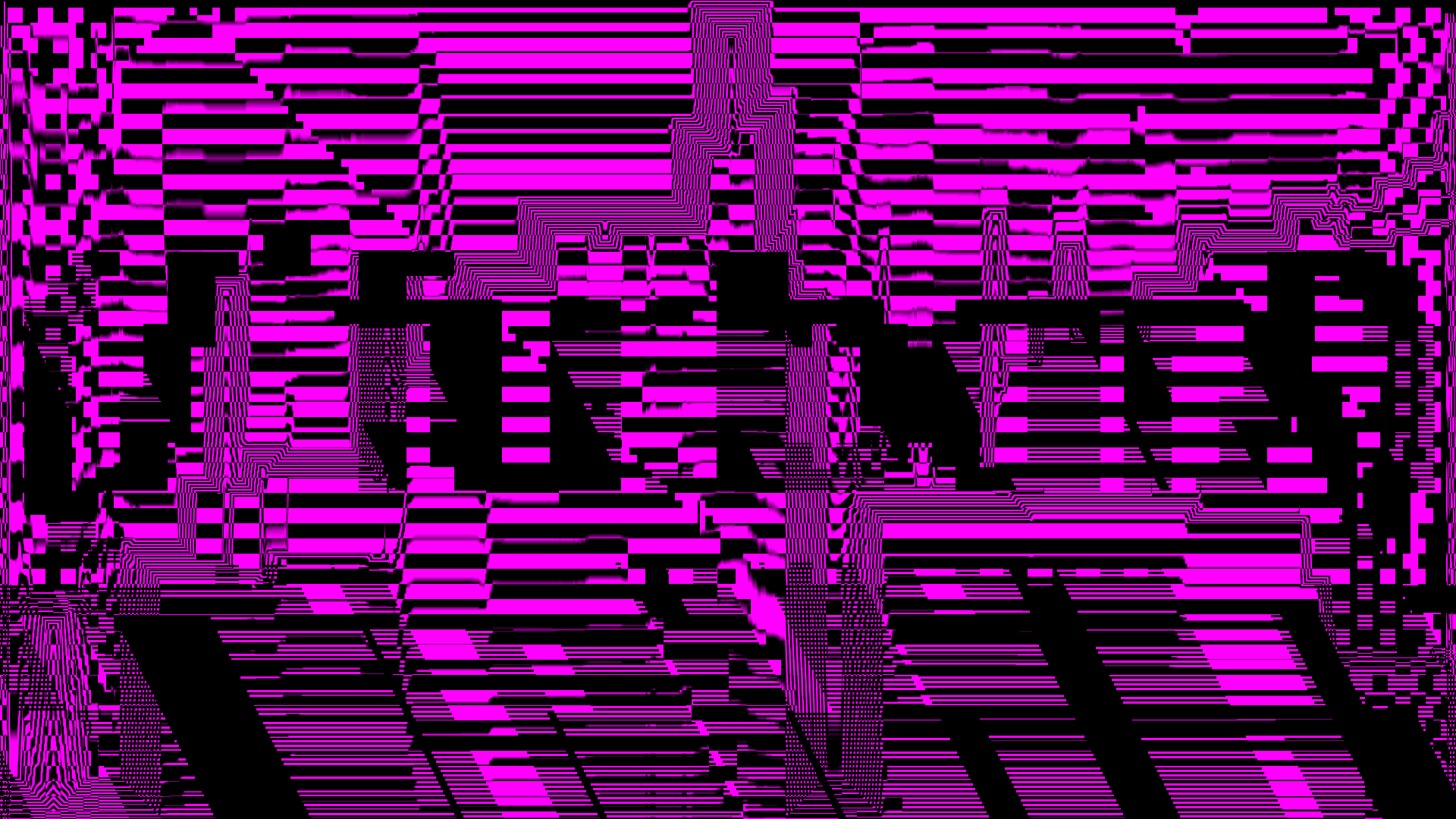 A fubar festival logo in magenta and black horizontal stripes and cubes.