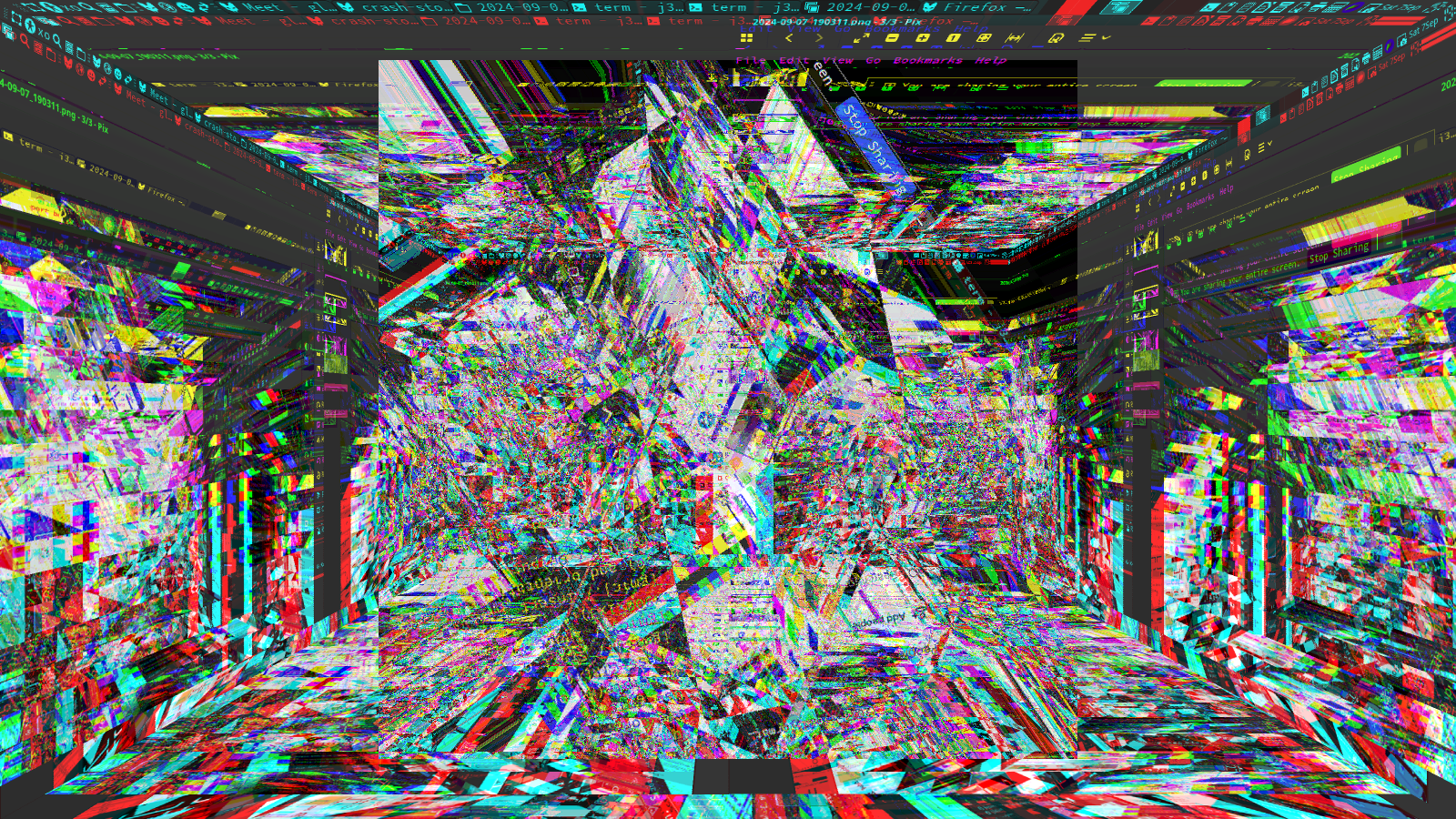 heavily distorted visual recording in a virtual space